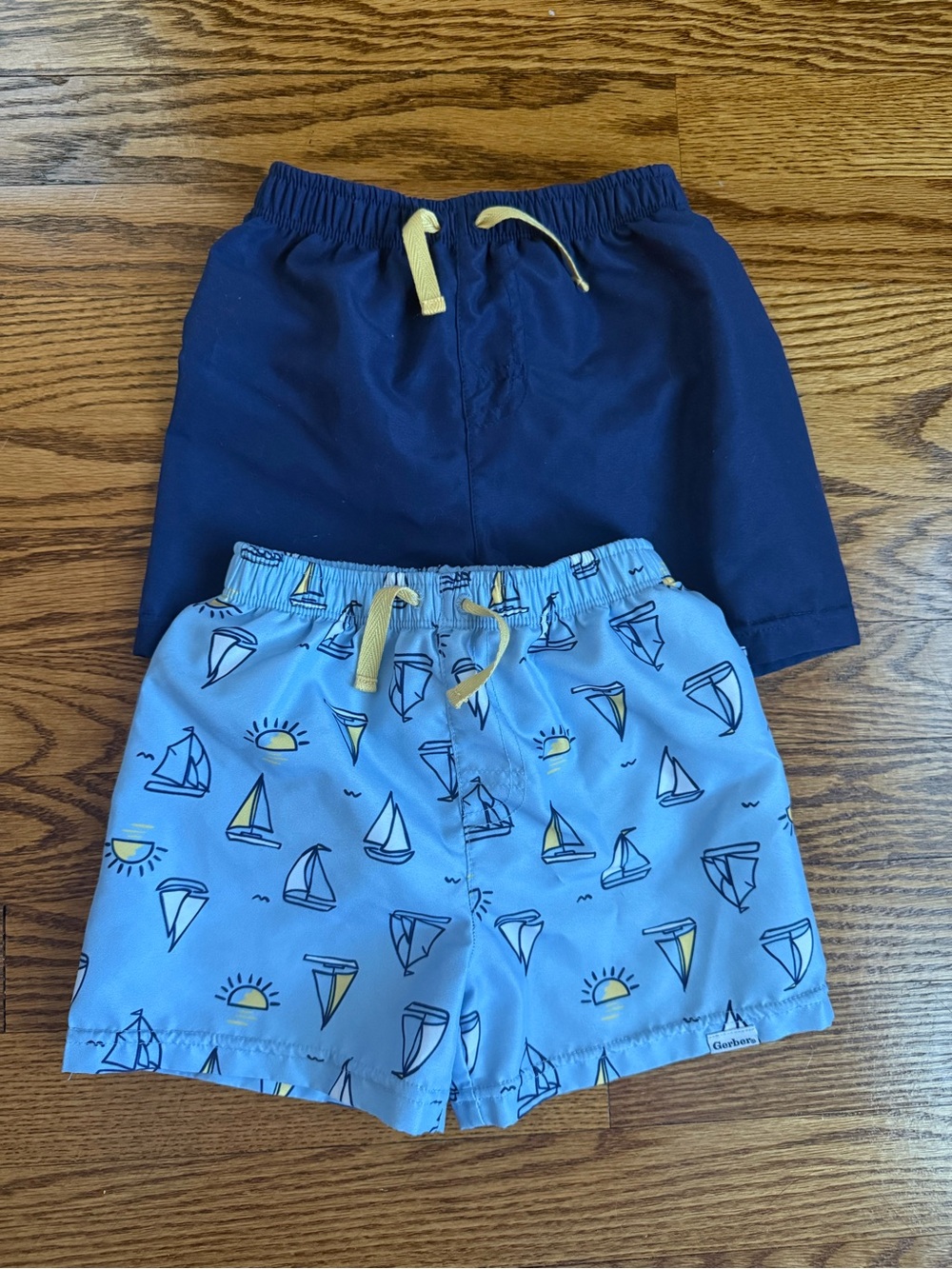 Gerber Boys' Navy and Light Blue Sailboat Swim Shorts Set 2T